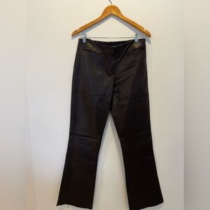 Vintage Cache Dark Brown Lamb Leather Flare Pants